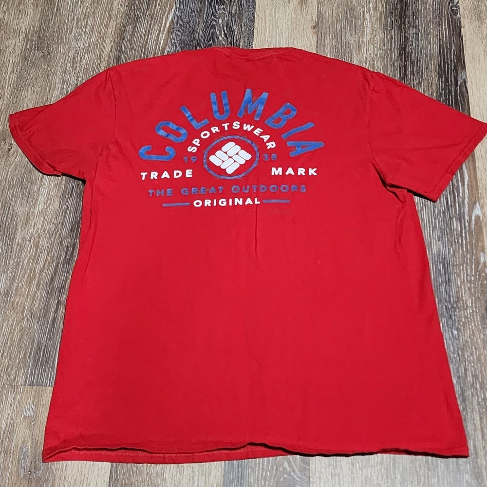 Columbia Sportswear Red Graphic T-Shirt Men's Large Cotton Gorpcore Outdoors
